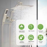 Hibbent Dual Shower Head Combo, High Pressure Handheld Shower Wand, 16'' Adjustable