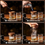Whiskey Smoker Kit with 8 Wood Chip Flavors - Premium Bourbon Smoker Kit Set with Glasses Stainless Steel Ice Cubes Refillable