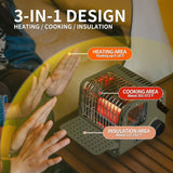 3750 BTU Butane Portable Space Heater w/Warming Shelf for Indoor&Outdoor Use