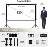 120' Portable and Foldable 16:9 4K HD Rear Front Movie Screen for Indoor