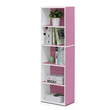 5-Tier Reversible Color Open Shelf Bookcase , White/Pink