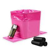Pink Car Trash Bin With Leakproof Liner And Non-Slip Base – Includes 1 Pink Roll + 3 Black Rolls (80 Bags Total) For Vehicles