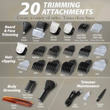 Beard Trimmer 21 Piece AllinOne Mens Grooming Kit and Hair Clipper Nose Ear Body and Face Electric Razor with