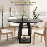 Farmhouse 47-Inch Round Kitchen Table for 4-6 People Adjustable Feet Wood Dining Table