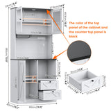 71‘’Kitchen Pantry Storage Cabinet with LED Lights and Power Outlet