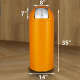 17 Gal / 65L Push Lid Trash Can Commercial Grade Brushed Stainless Steel for Outdoor/Kitchen,Home