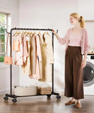 Portable Rolling Clothes Rack with Hooks: Garment Storage for Bedroom, Laundry Room - Dress Organizer