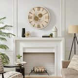 Mid Century Minimalist Modern Wall Clocks,24 Inch w/ Moving Gears, Large