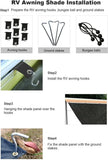 8x10ft RV Awning Shade with 90% Privacy Screen Free Kit, Black