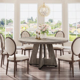 Tribesigns Round Dining Table for 4, 47 Inch Farmhouse Kitchen Table Small Dinner Table
