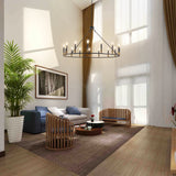 15-Lights ﻿ American Wrought Iron Circular Pendant Light Round Black Chandelier Lamp