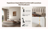 Queen Size Platform Bed with 38.5-inch High Extra-Thick Soft Headboard