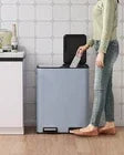 60L/16 Gal Dual Trash Can Stainless Steel Step Garbage Can