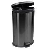 KOOMADE 10.5 Gallon Oval Trash Can Black Stainless Steel Plastic Round Step Bathroom