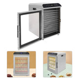 12-Trays Stainless Steel Food Dryer,Silver Rectangular Food Dehydrator Machine