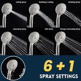 Dual Shower Head Combo 8'' High Pressure Rain/Rainfall Shower Head 6 Settings Adjustable Handhel