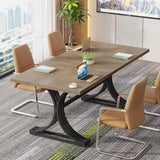 10.5ft Modern Conference Table for 8-10 People with Stylish Legs, Grey and Black