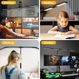 Adjustable LED Desk Lamp with Clamp, 4-Head Eye-Caring CRI95+Desk Light