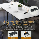 Large 94.5x48 Meeting Table for 8-10 People with Metal Edge, Cable Grommets