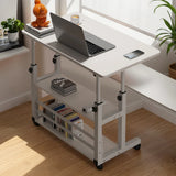 Height Adjustable Computer Desk with Rolling Wheels Swivel Wheel Home Desk