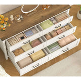 6 White Wood Dressers and Chests with Metal Handles for Bedroom or Closet Storage