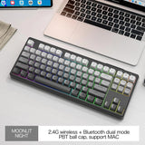 MAMBASNAKE x FREEWOLF M87 75% Wireless Membrane Keyboard  Silent Rainbow Backlit Bluetooth
