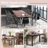 4.5ft Conference Table Set for 2, 55 x 24 Large Meeting Room Desk with Heavy Duty Steel Frame, Ideal for Office