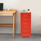 6-Drawers Mobile File Cabinet With Lock 4* Wheels Steel Vertical  Filing Cabinet Office Cabinet