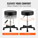 SucceBuy Rolling Round Stool 40cm Diameter w/ 5 Swivel Casters 360° Rotation Height Adjustable Round