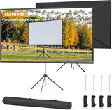 100 Inch Outdoor Projector Screen with Stand, Wind-Resistant Design