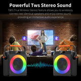 Black Karaoke Speaker W/ Treble/Bass Adjustment,  2 Wireless Microphones