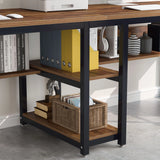 Tribesigns Two Person Desk with Bookshelf, 78.7 Computer Office Double Desk