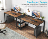 Tribesigns 90.55'' 2 Person Desk with Storage Shelves, Double Computer Desk