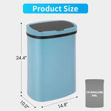 13 Gallon Tall Kitchen Garbage Can Touch-Free Motion Sensor High-Capacity Kitchen Trash Can Waterproof Office Trash Can