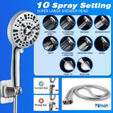 Water Showerhead, Built-in 2 Power Wash +12" Shower Extension Arm MD DC PRINT