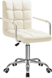 Furmax Mid-Back Office Task Chair Ribbed PU Leather Executive Chair Modern Adjustable