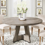 Tribesigns Round Dining Table for 4, 47 Inch Farmhouse Kitchen Table Small Dinner Table