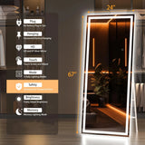 1pc-Modern 75" x 28" LED Mirror with Adjustable Brightness For  Living Room
