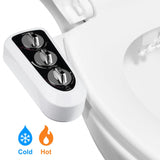 Toilet Seat Bidet with Self Cleaning Dual Nozzle, Hot and Cold Water Spray Non-Electric Mechanical