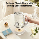 Retro Stainless Steel Electric Kettle, 1.7L Cordless Hot Water Kettle with Thermometer