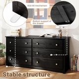 JHK 59IN Wood 6 Dresser Drawers Cabinet for Living Room Stable Structure