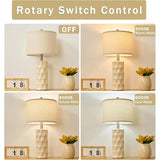 24" Modern Ceramic Set of 2 Bedroom Lamps, Nightstand Lamp for Living Rooms
