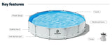 JOYFY Round Above Ground Pool 12ft/10ft/15ft Outdoor with Filter Pump