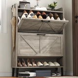 30" Freestanding Shoe Rack w/ Customized, Two Flip Drawers For Entryway