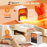 Portable Mini Electric Fireplace Heater with 3D Flames for Bedroom, Office