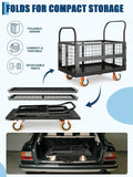 6-in-1 Foldable Platform Truck Cart With Cage 1800 LBS Heavy Duty 4-Wheel Push Dolly