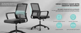 SUKIDA Mid-Back Upholstery Mesh Office Chair Black Height-Adjustable Armrests Executiv