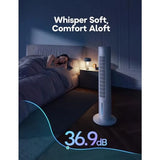Portable evaporative air cooler for windowless rooms, white plastic unit