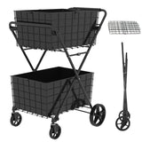 Jumbo Shopping Cart 2 Layers Grocery Cart on Wheels Foldable Utility Shopping Carts