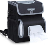 Leakproof Car Trash Can with Adjustable Tissue Holder & Straps
